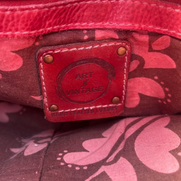Art N’ Vintage Bohemian Floral Red Leather Designer Shoulder Bag - Picture 9 of 9